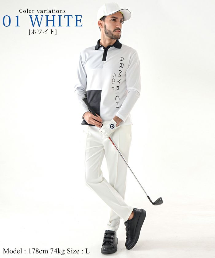 ゴルフウェア ゴルフウェアセットアップ ゴルフセットアップ メンズ モックネック WHITE 白